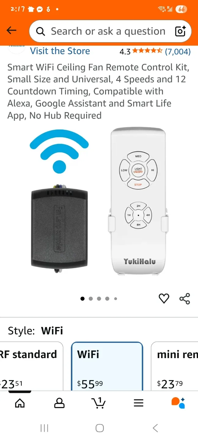 Smart WiFi Ceiling Fan Remote Control Kit