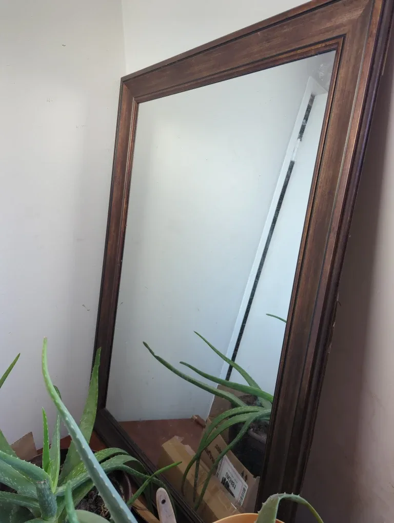 Framed Mirror - Brown Wood