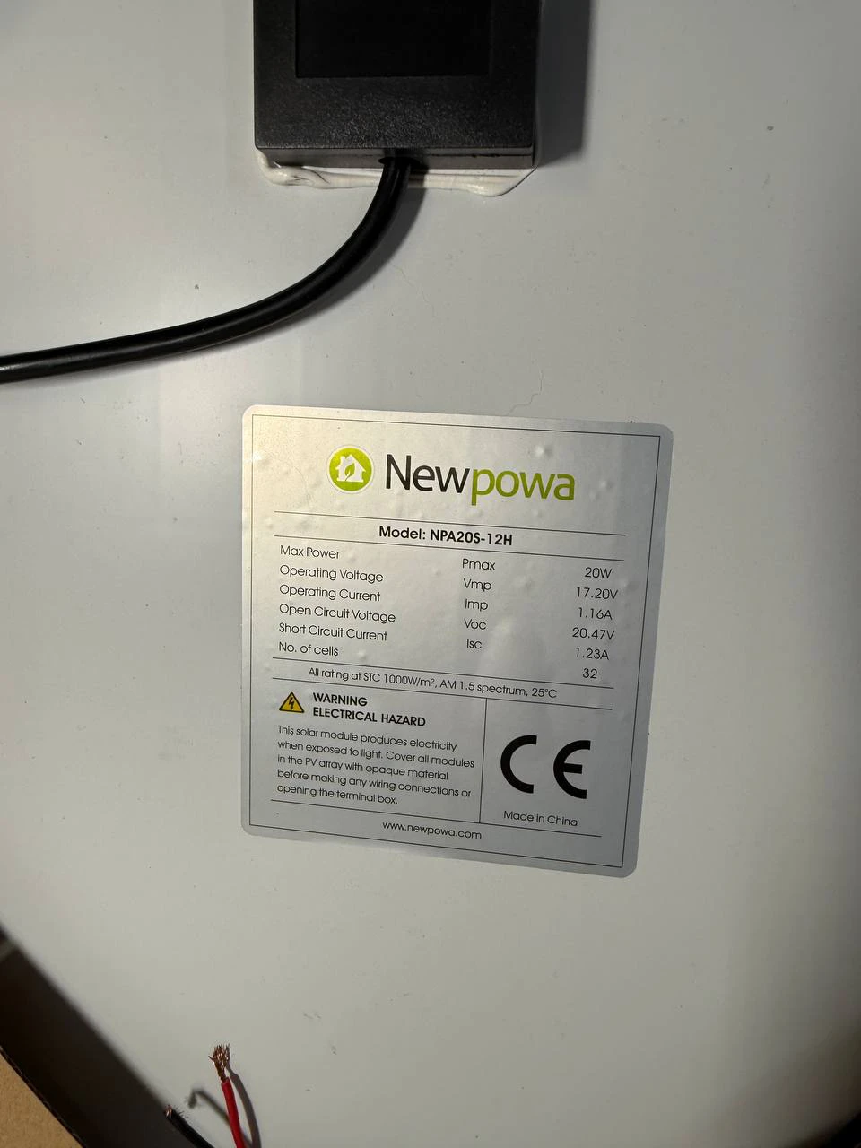 Newpowa 20W 12V Solar Panel Monocrystalline PV Module - photo 5