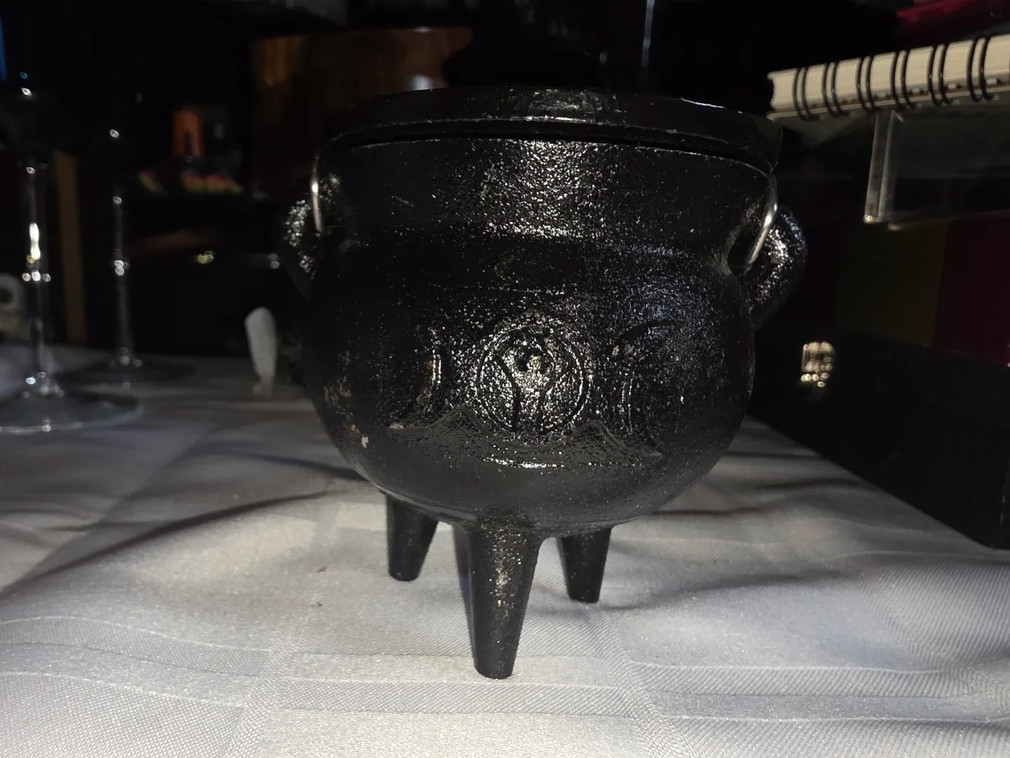 Triple Moon Goddess Cast Iron Cauldron