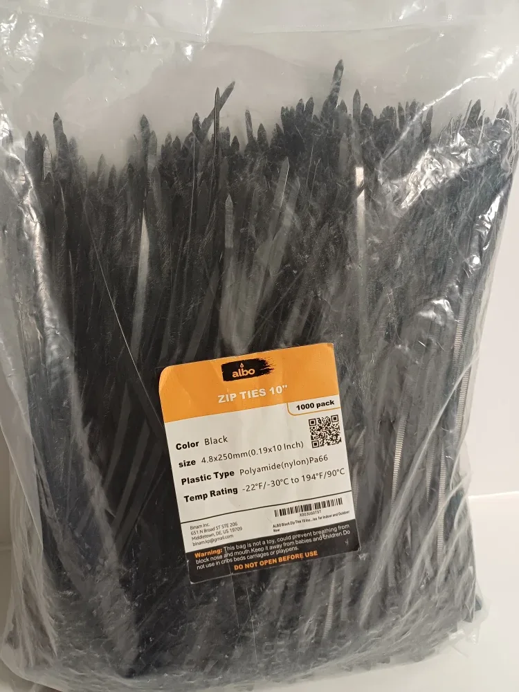 Albo 10" Black Zip Ties - 1000 Pack - New image indicator(9)