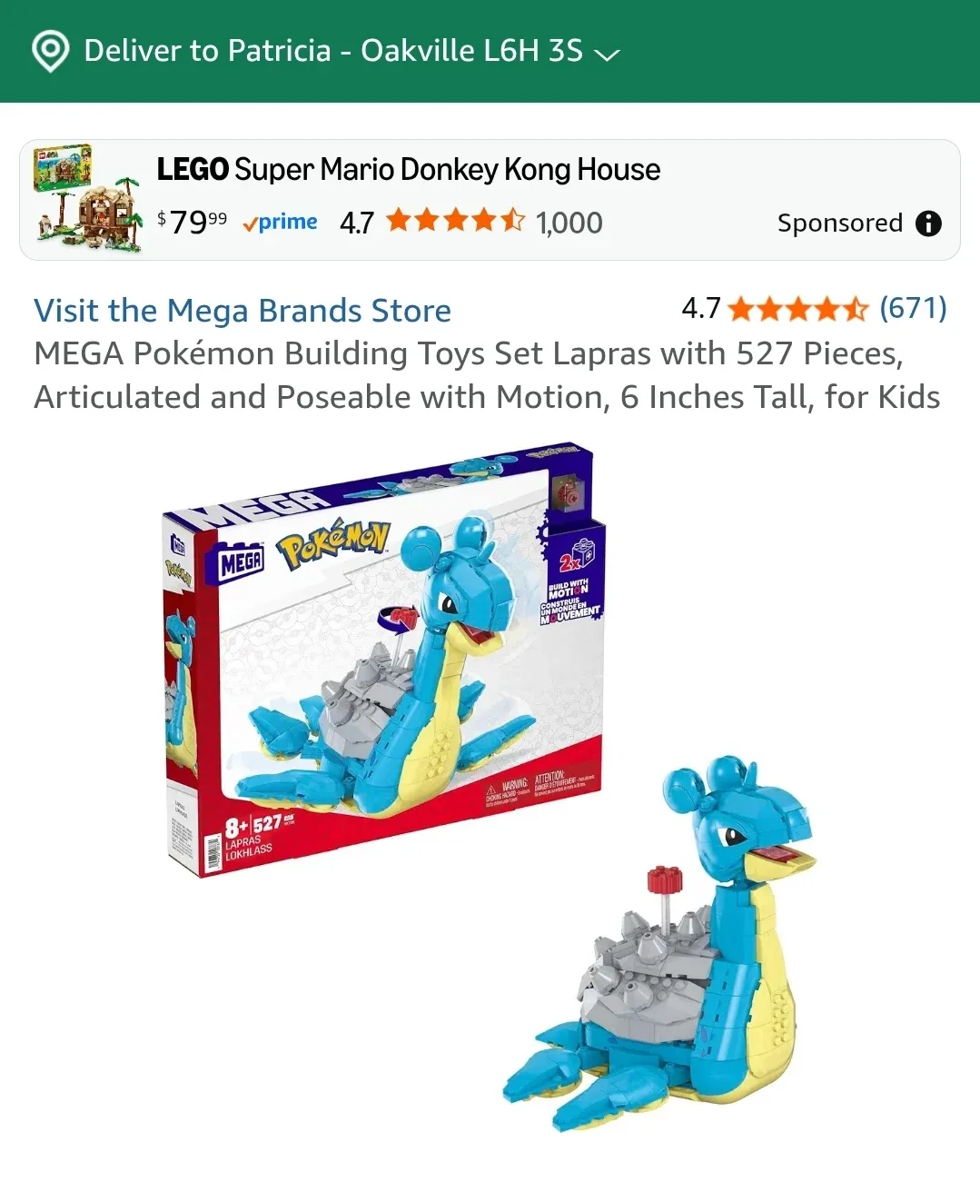 Brand NEW Mega Pokémon Lapras & Lokhlass Building Set image indicator(6)