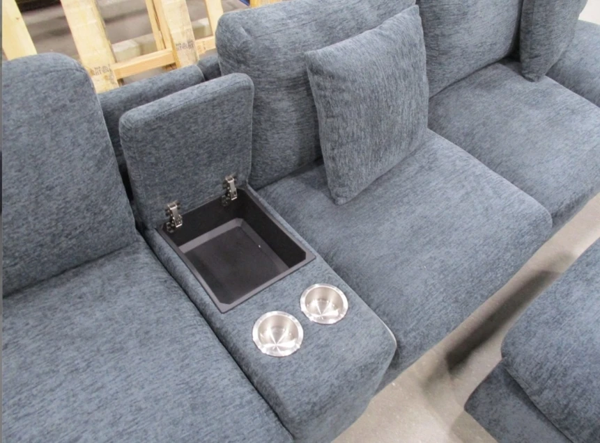 Modular Sectional Sofa with Ottoman - Blue Grey