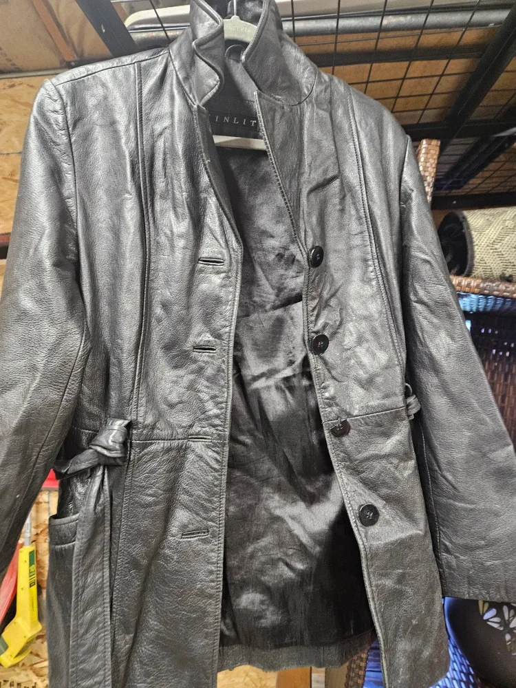 WINLIT Black Leather Jacket - Size M