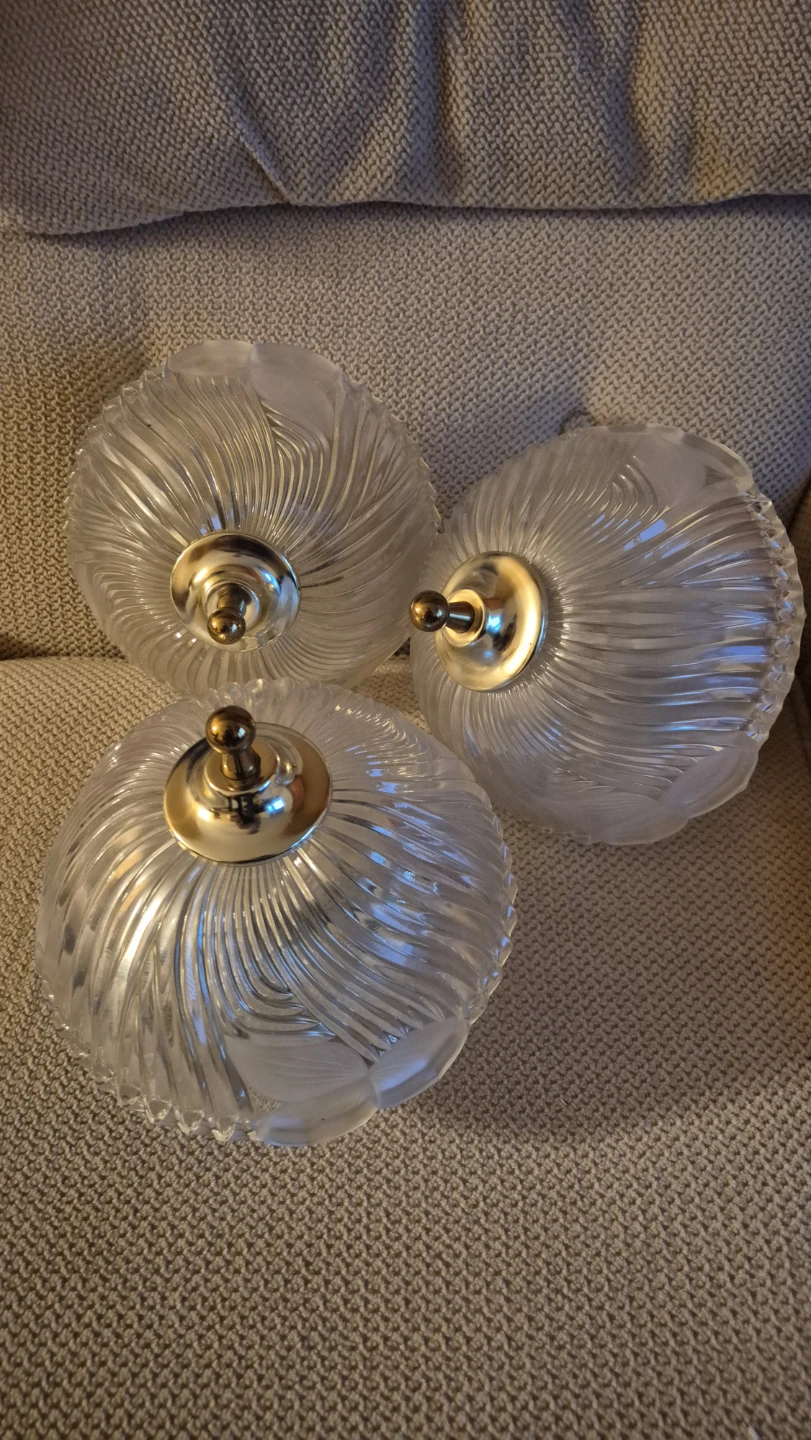 Ceiling Light Fixture - Gold & Glass set of 3 - photo 2