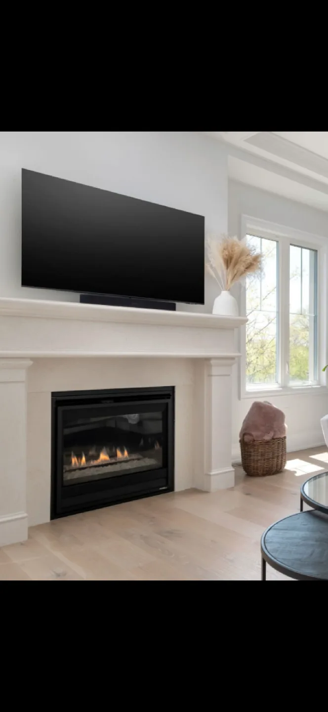 Elegant Limestone Fireplace Mantel.