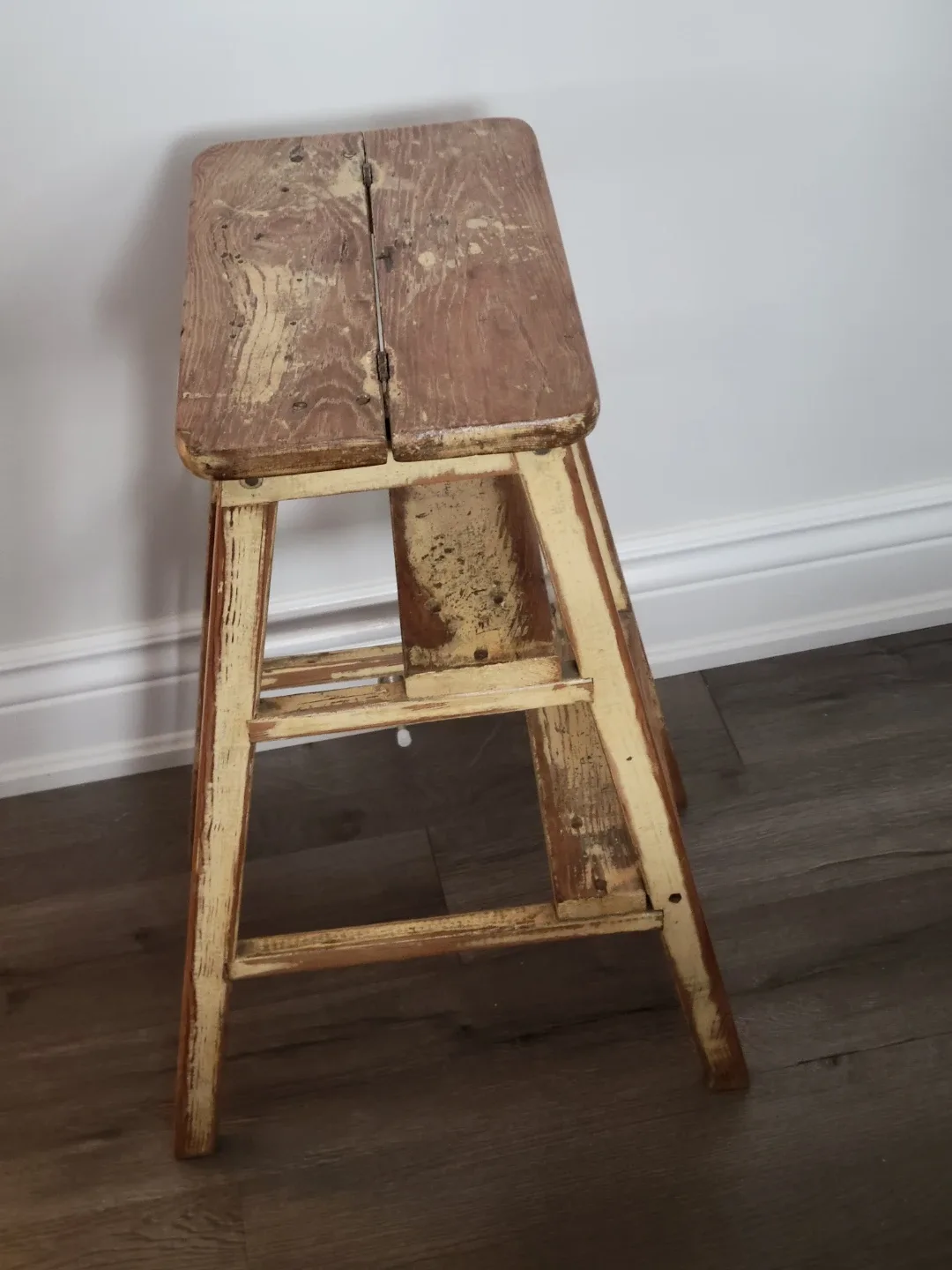 Vintage Wooden Step Stool Ladder. Vintage Wood Plant Stand image indicator(4)