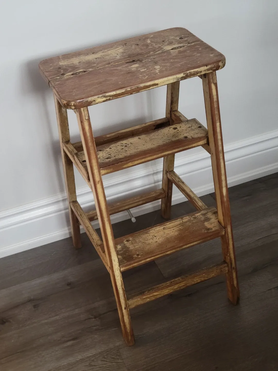 Vintage Wooden Step Stool Ladder. Vintage Wood Plant Stand image indicator(8)