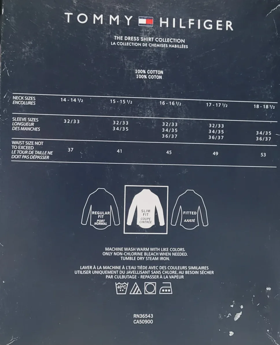 NEW Tommy Hilfiger Dress Shirt Slim Fit 15 1/2 34/35 image indicator(3)