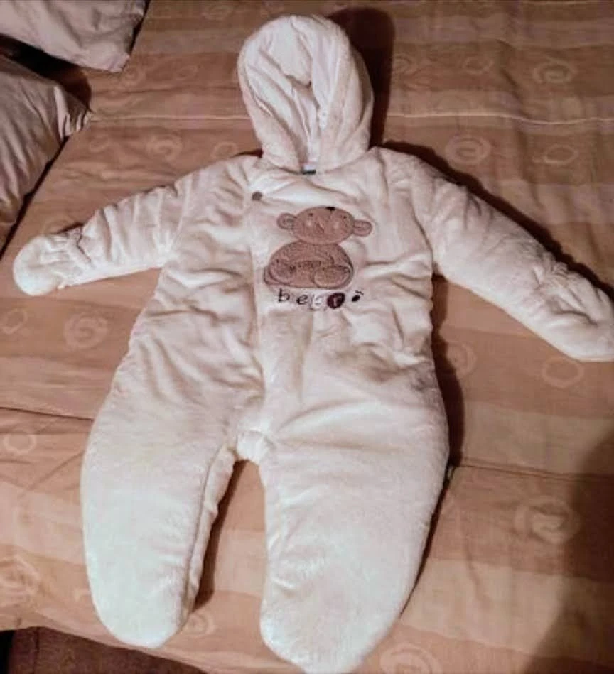 White Bear Baby Snowsuit Onesie