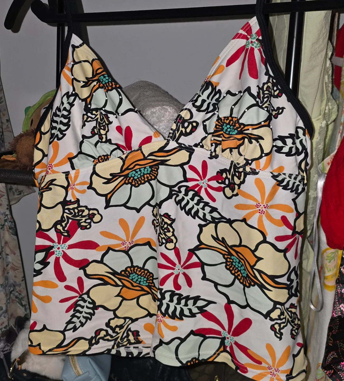 Beaded Floral Tankini Top