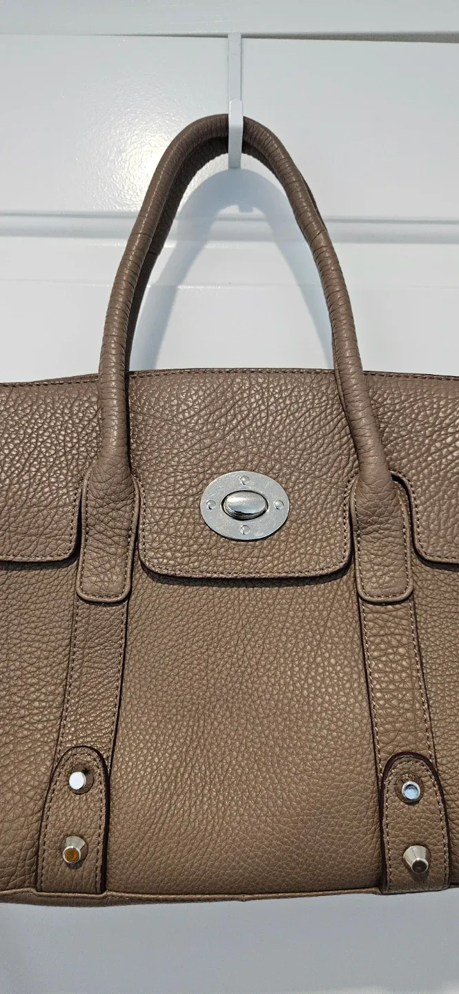 Brown Taupe handbag with shoulder strap image indicator(2)