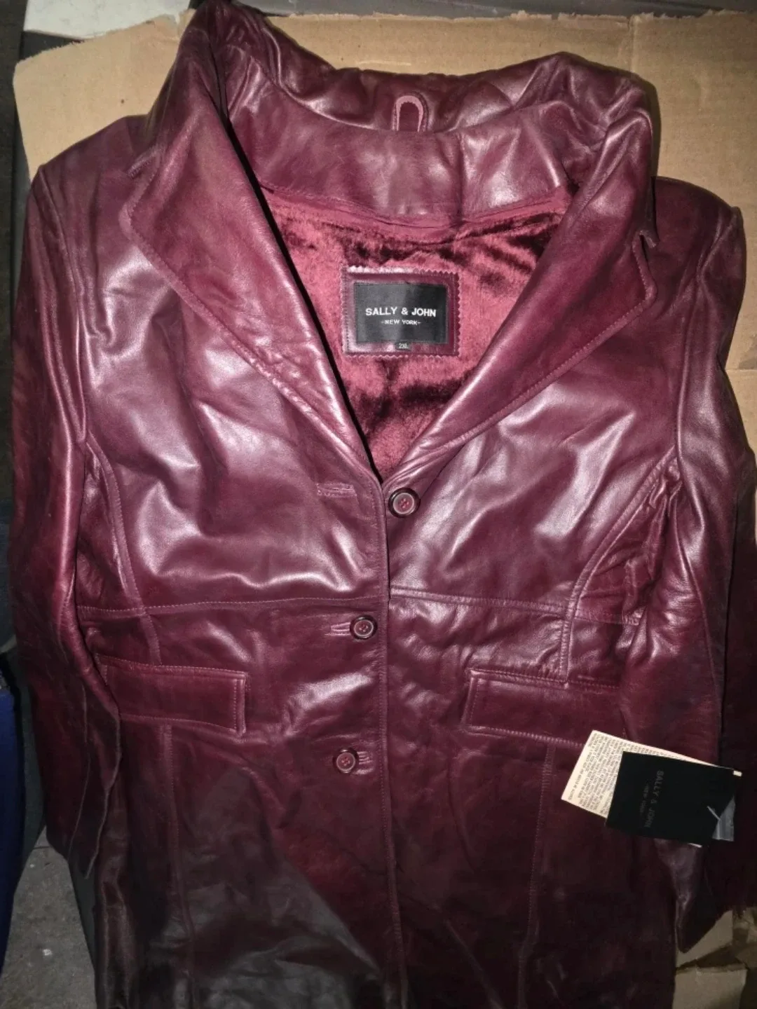 Sally & John Leather Jacket - Size 2XL - Burgundy image indicator(2)