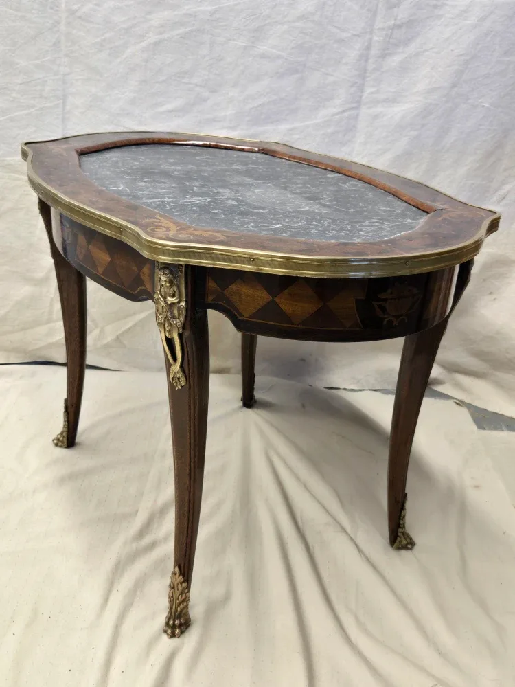 Antique Marble Top Oval Coffee Table image indicator(2)