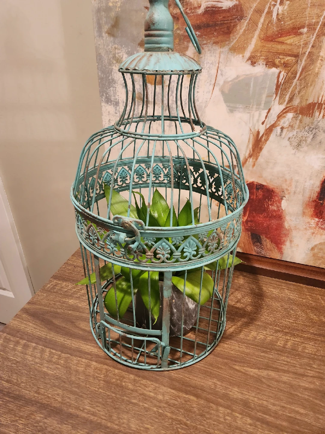 Decorative aqua colored Bird Cage