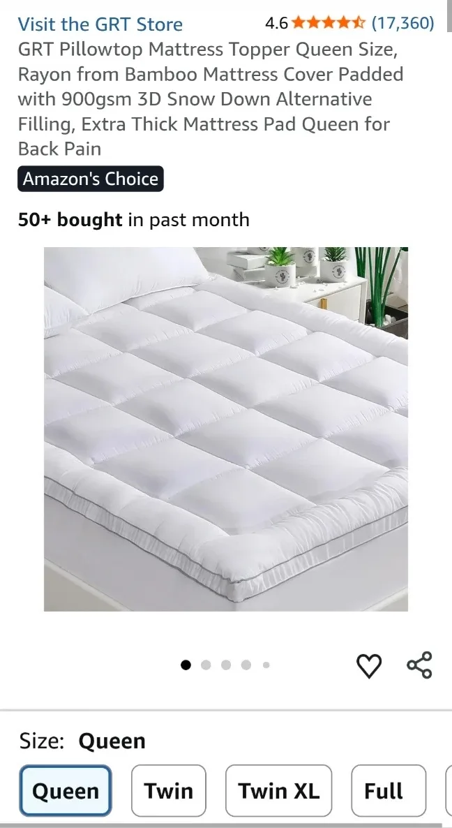 NEW Pillowtop Bamboo Mattress Topper image indicator(2)