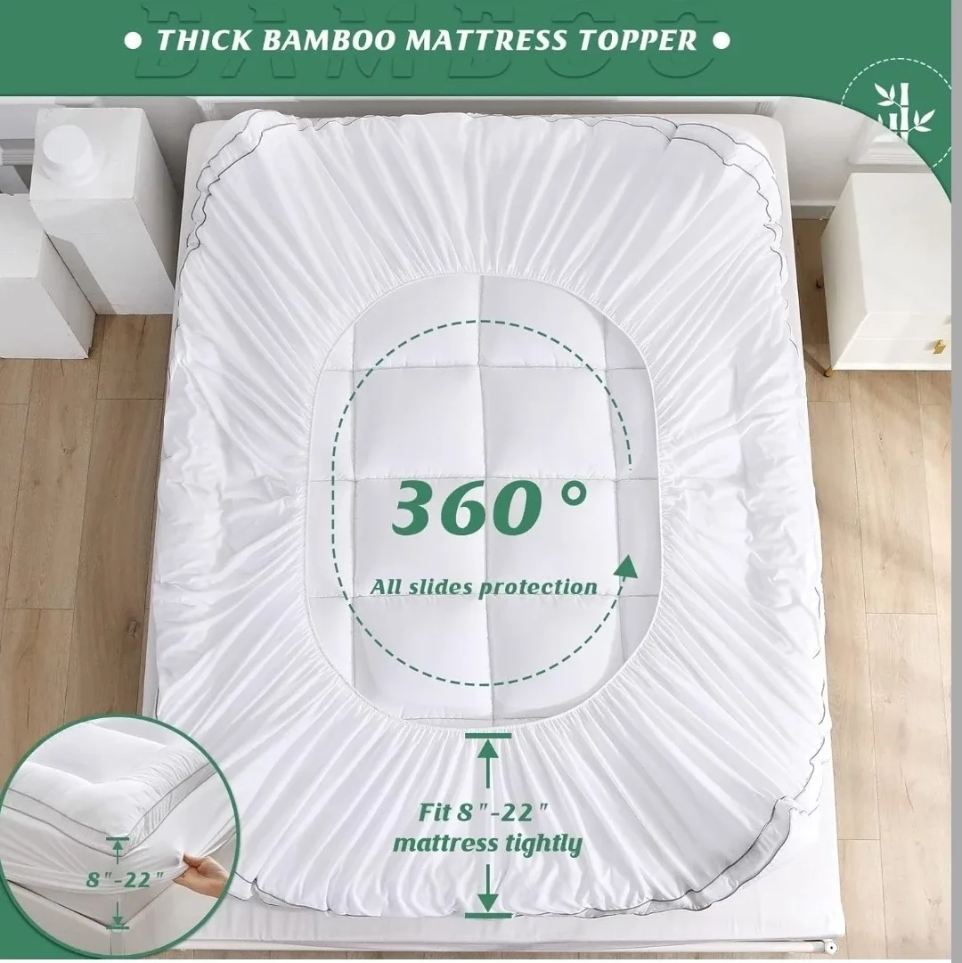 NEW Pillowtop Bamboo Mattress Topper image indicator(8)