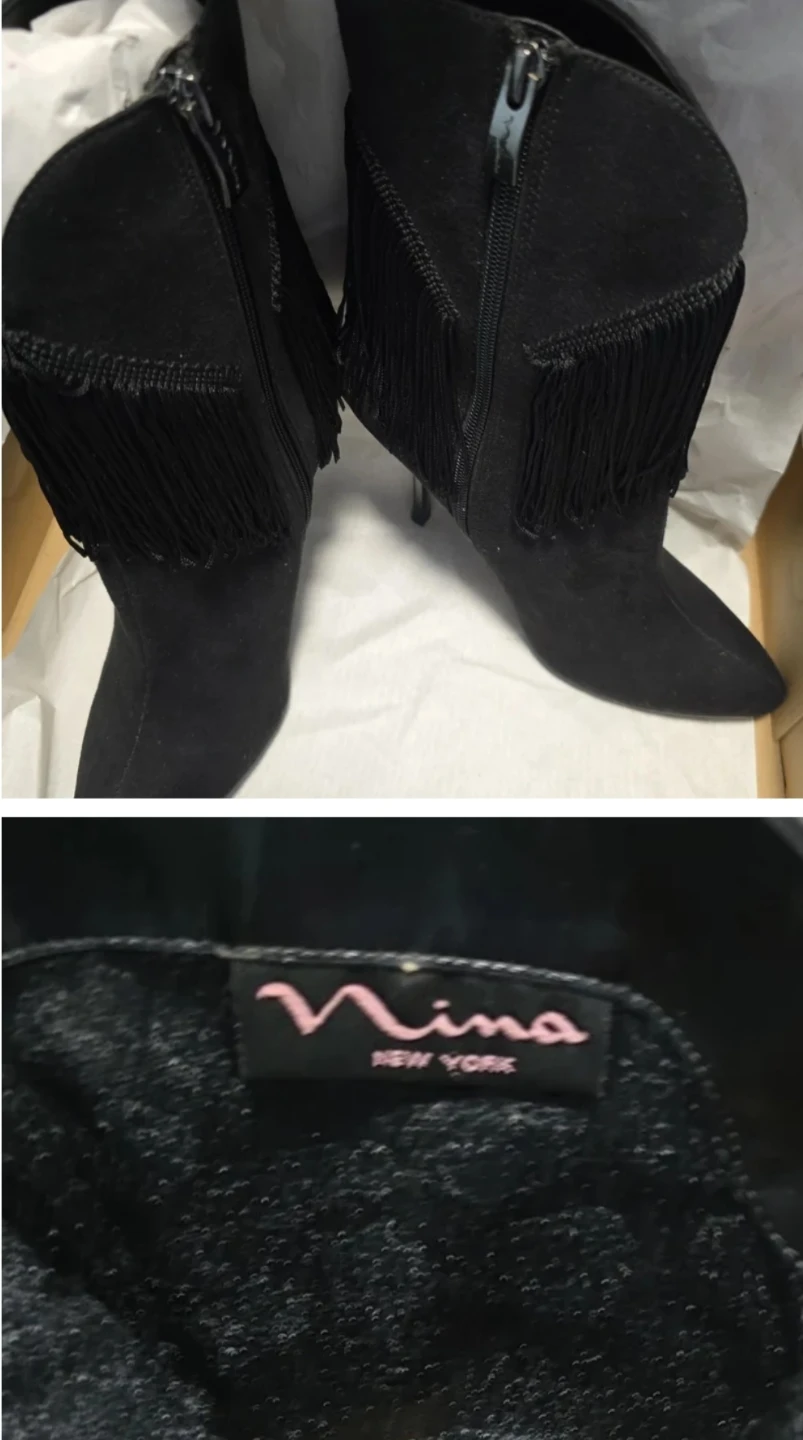 Nina New York Black Fringe Boots - Size 6M - photo 2