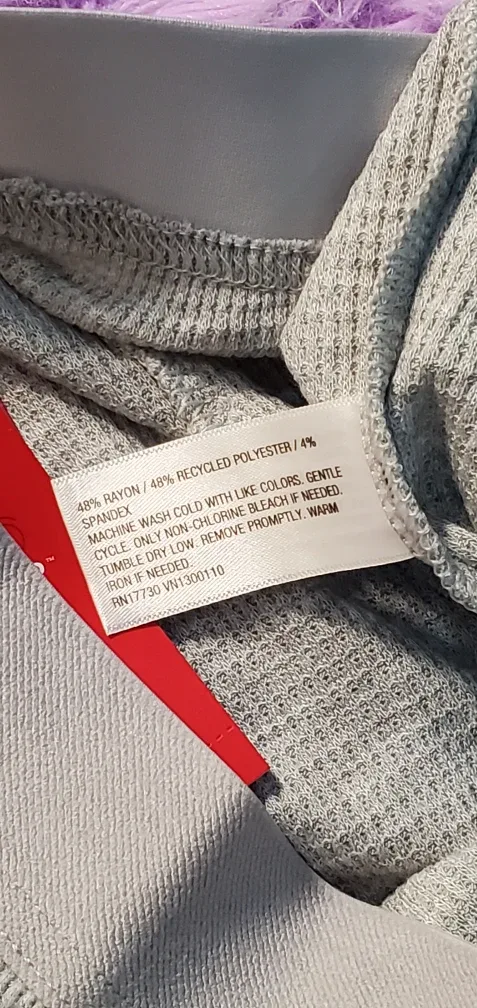 New Gray Waffle Knit Lounge Pants Large image indicator(4)