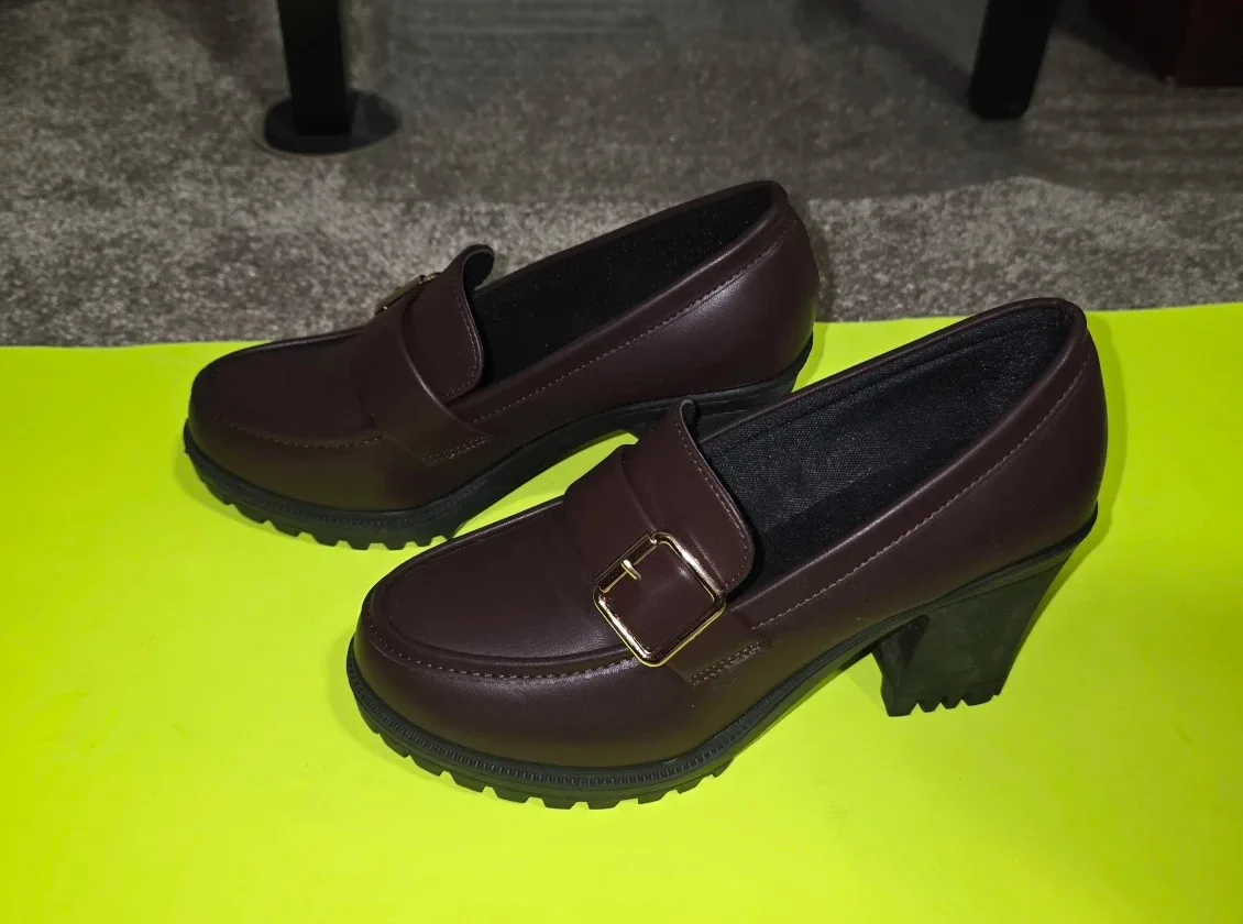 Burgundy Heeled Loafers