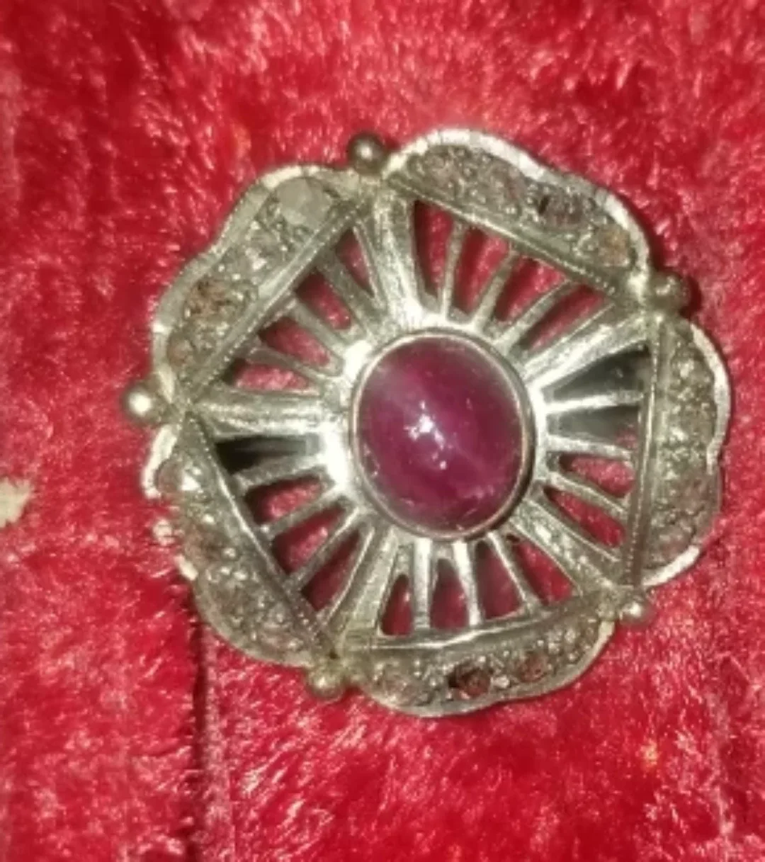 Vintage 925 stamped Silver and ruby studded in real gold
