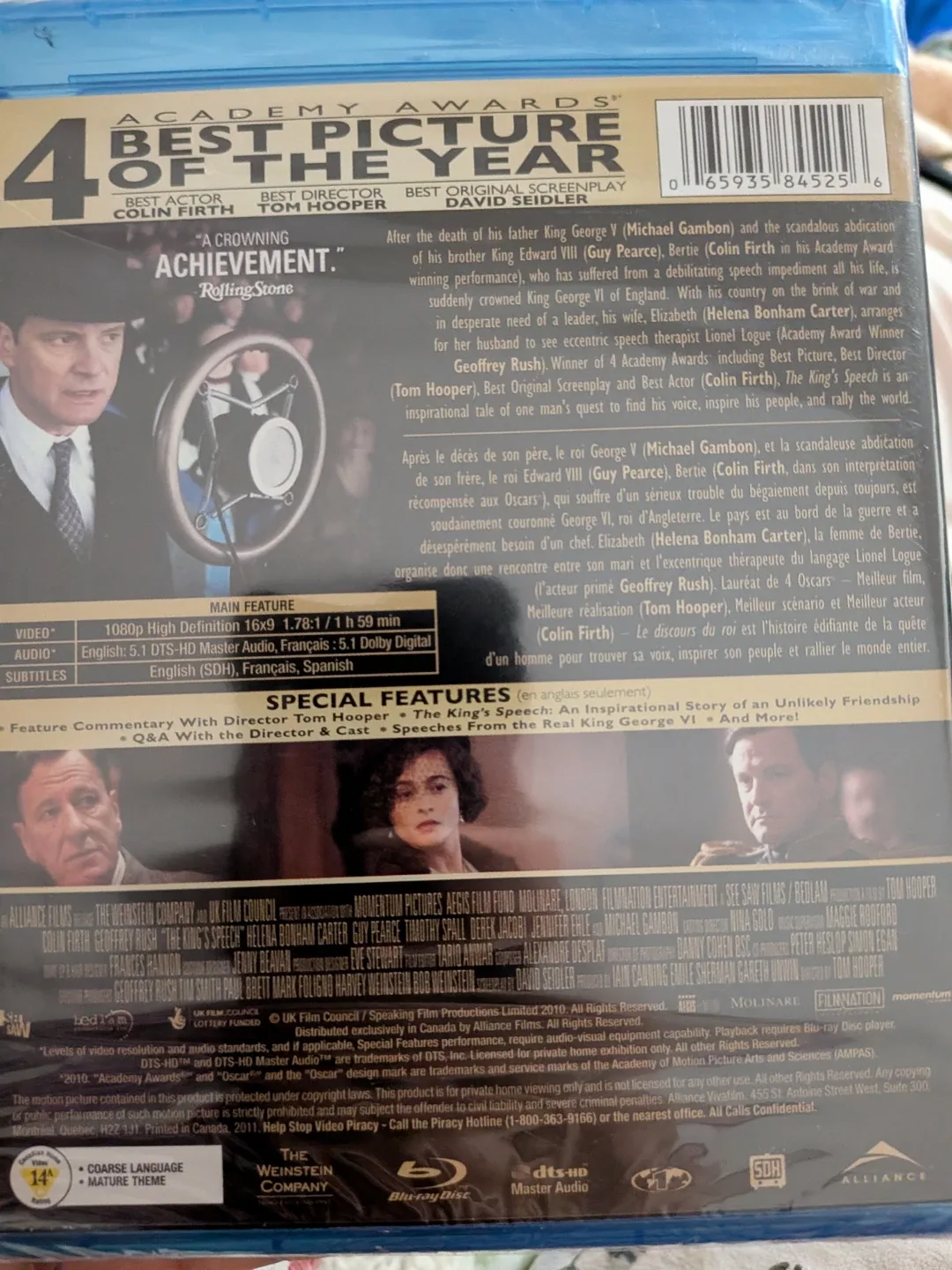 New sealed DVD The King's Speech Blu-ray Academy Award Winner! image indicator(2)