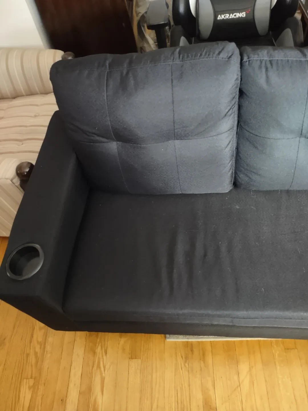 Black Fabric Sectional Sofa With Floating Ottoman image indicator(3)