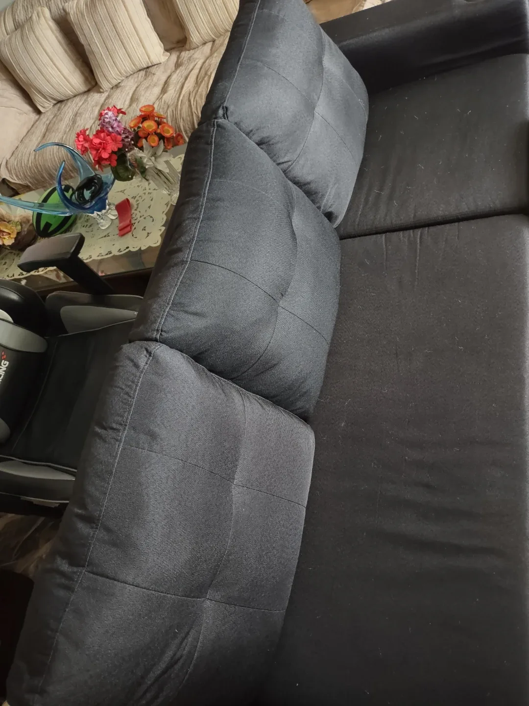 Black Fabric Sectional Sofa With Floating Ottoman image indicator(4)