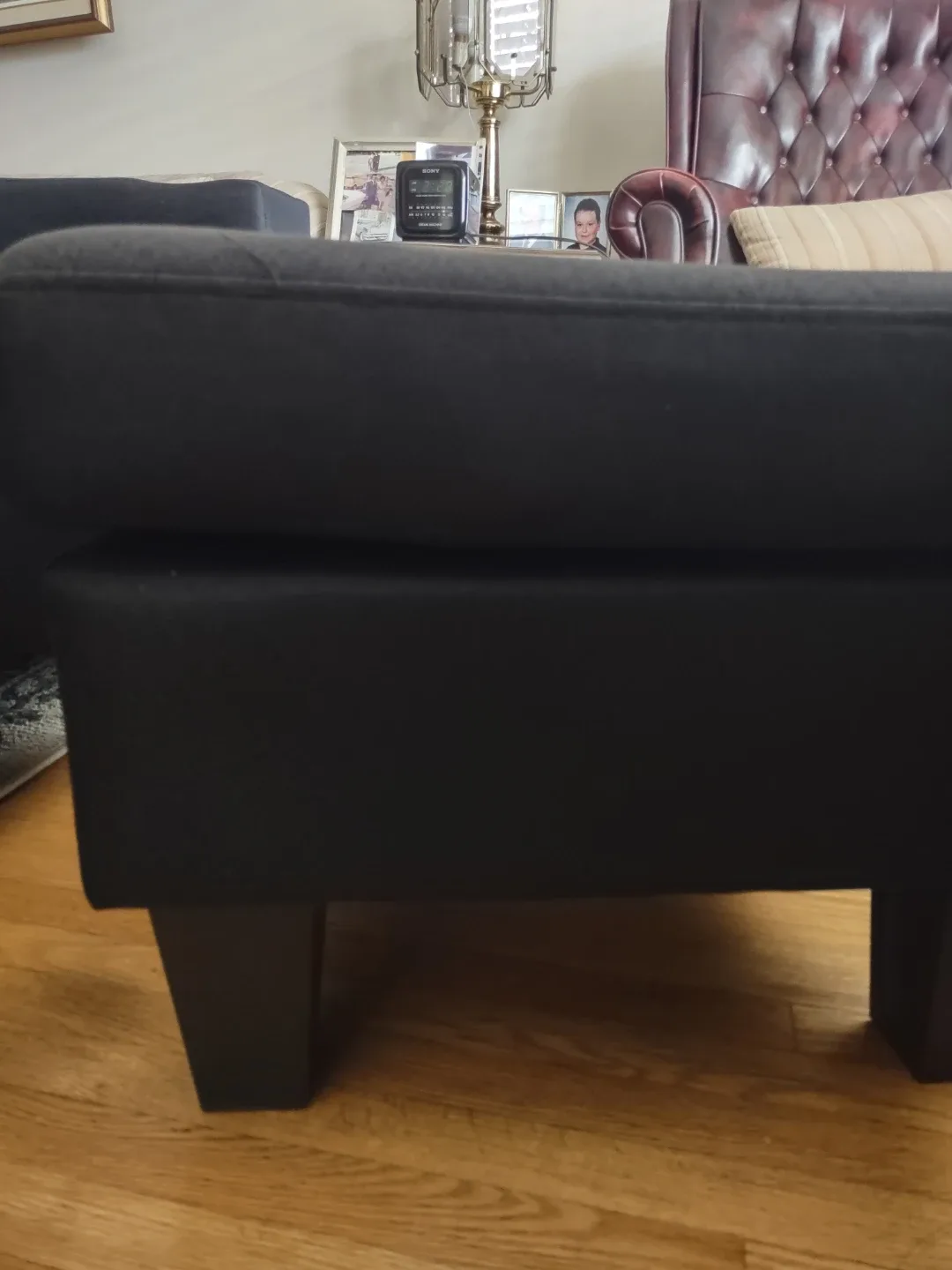 Black Fabric Sectional Sofa With Floating Ottoman image indicator(9)