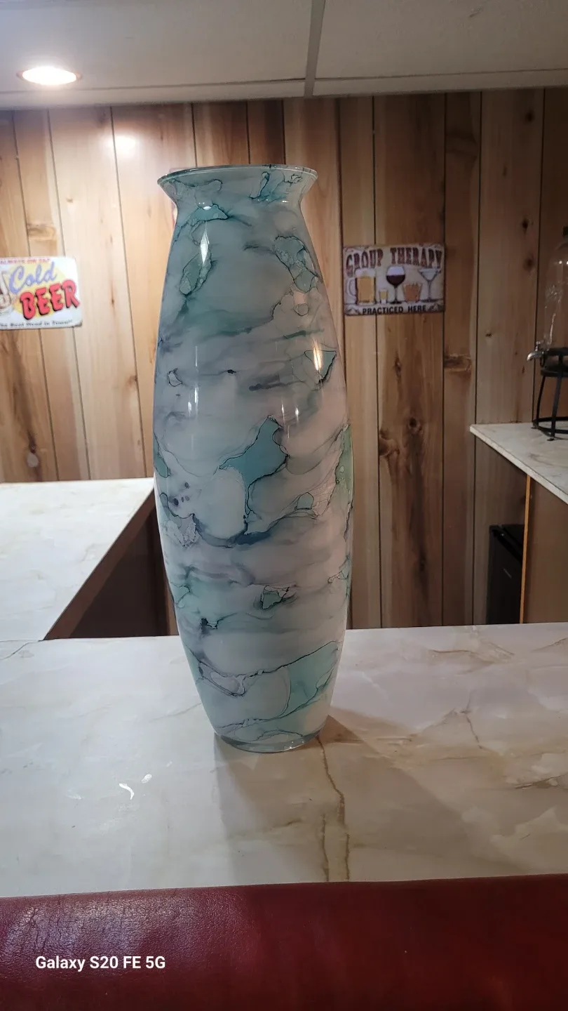 Decorative White and Teal Vase thumbnail