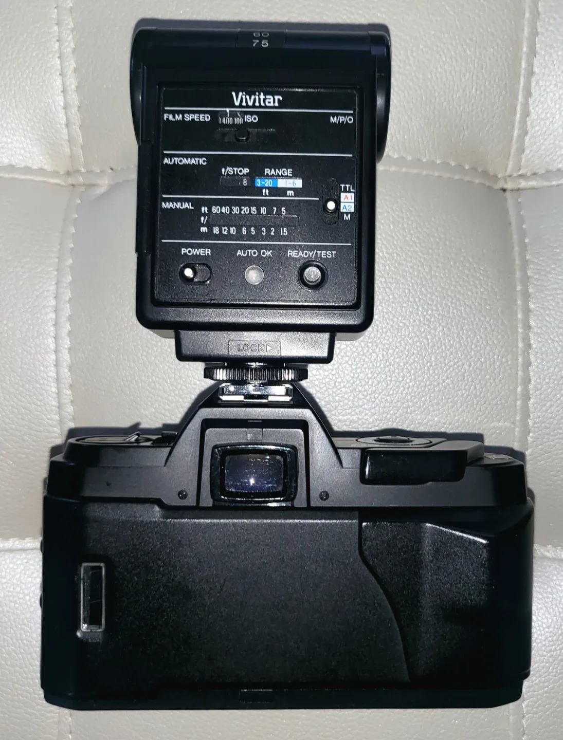 Pentax P3n Film Camera w/ Vivitar 550FD Flash image indicator(3)