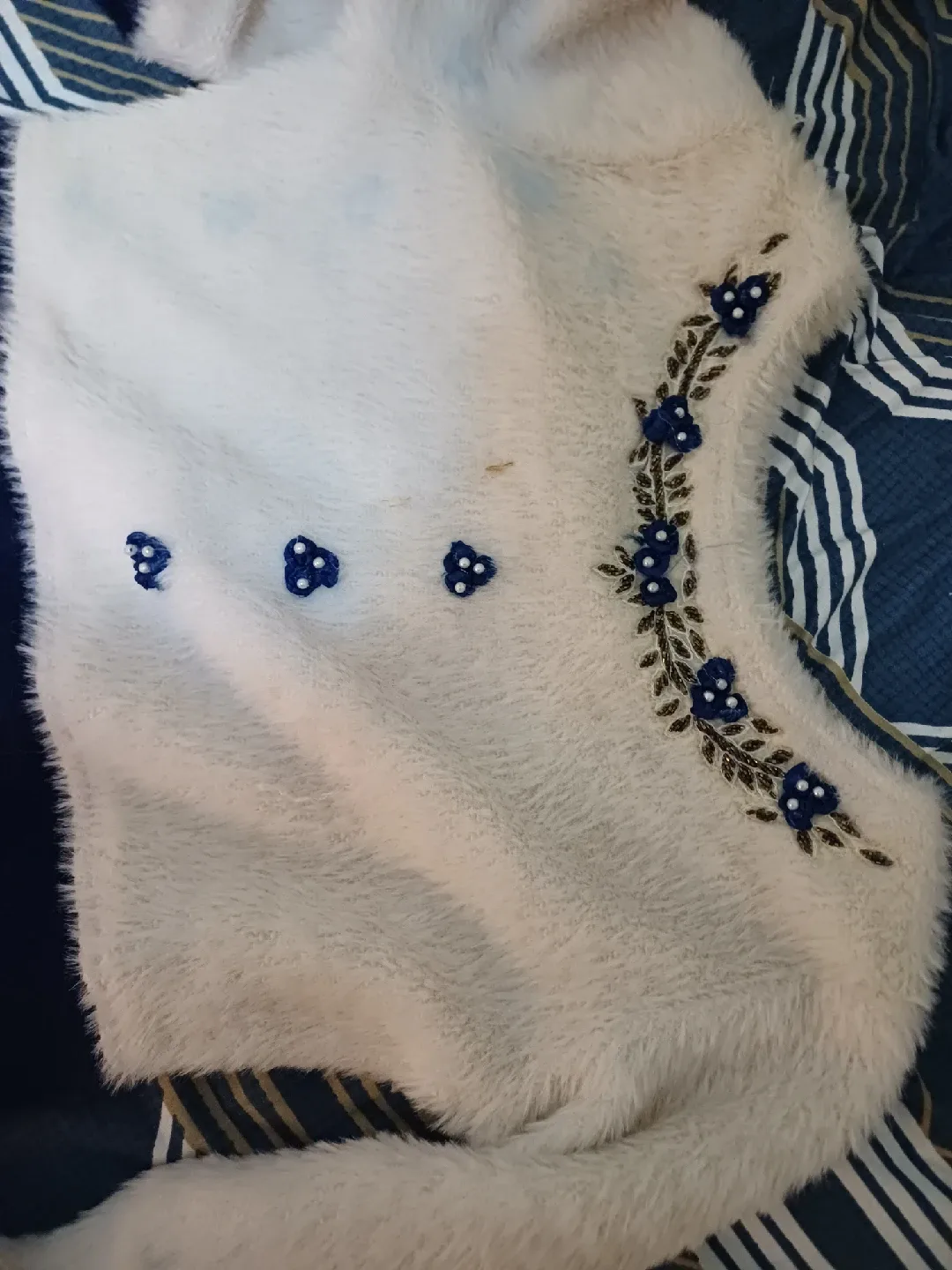 Blue & White Fuzzy Dress image indicator(2)