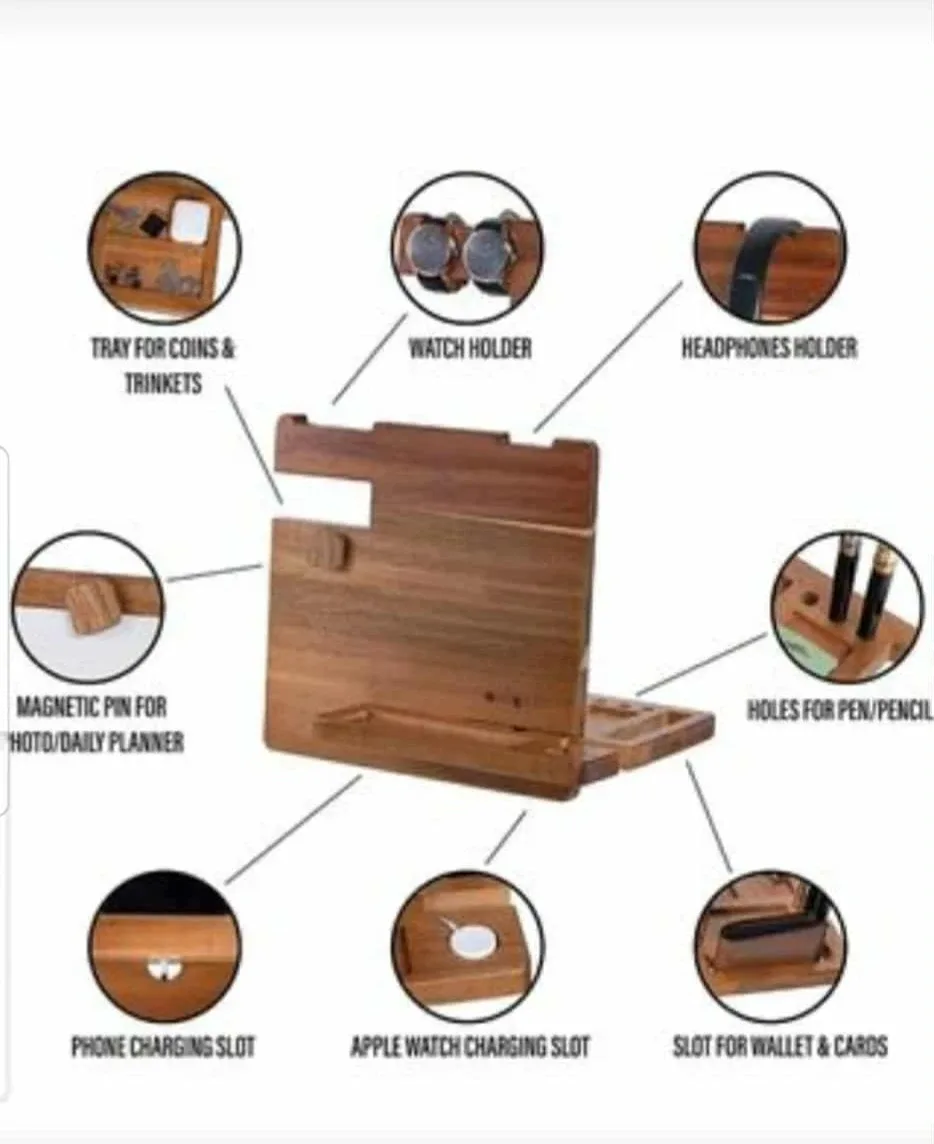 WUTCRFT - Wood Docking Station/Nightstand Organizer with... image indicator(2)