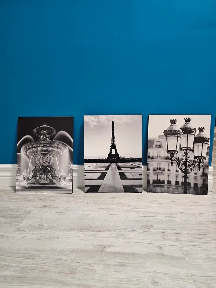 Paris Eiffel Tower & Clock Wall Art Set