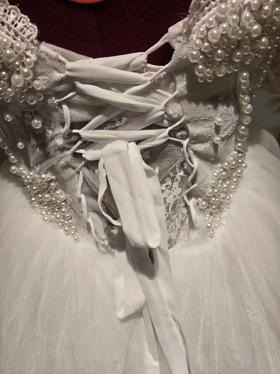 White Pearl Embellished Wedding Dress image indicator(8)