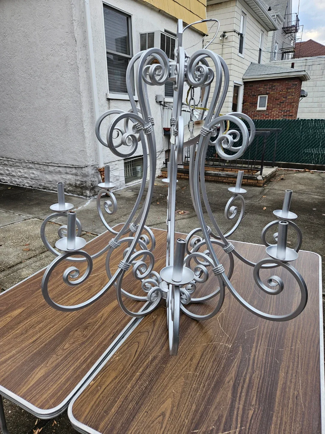 Beautiful xlarge iron silver collar chandelier