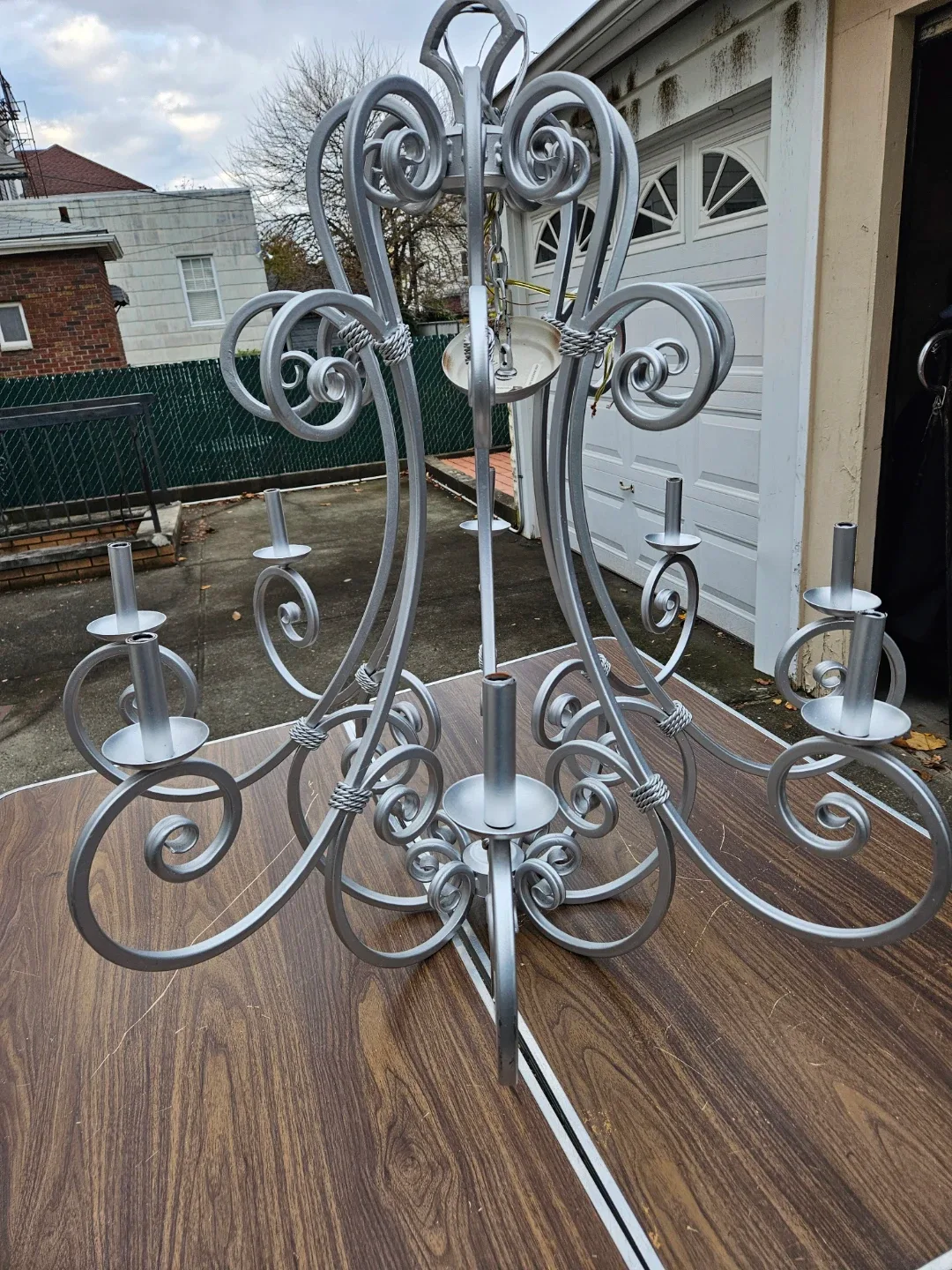 Beautiful xlarge iron silver collar chandelier image indicator(2)