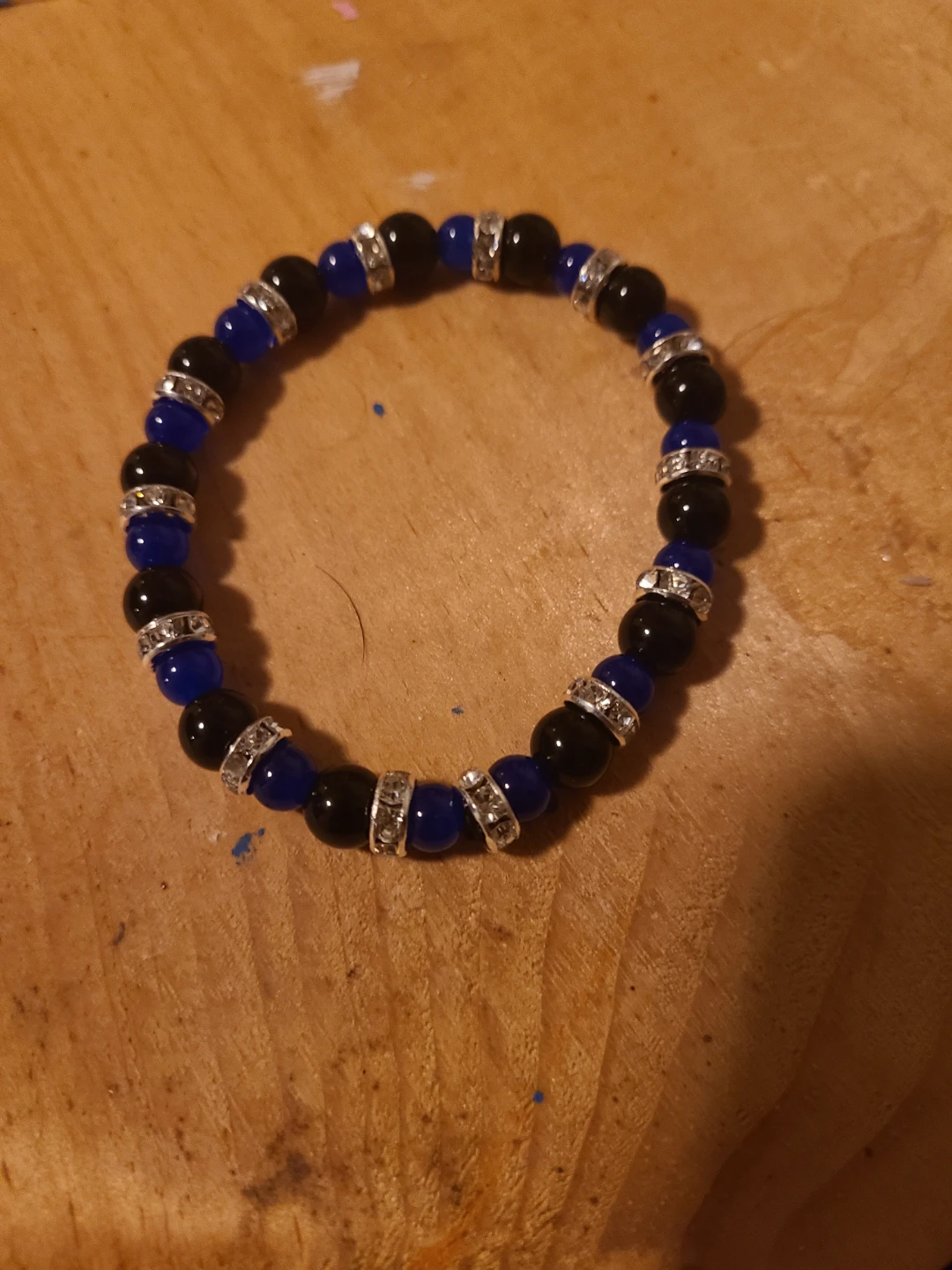 Beaded Bracelet - Black, Blue, & Silver