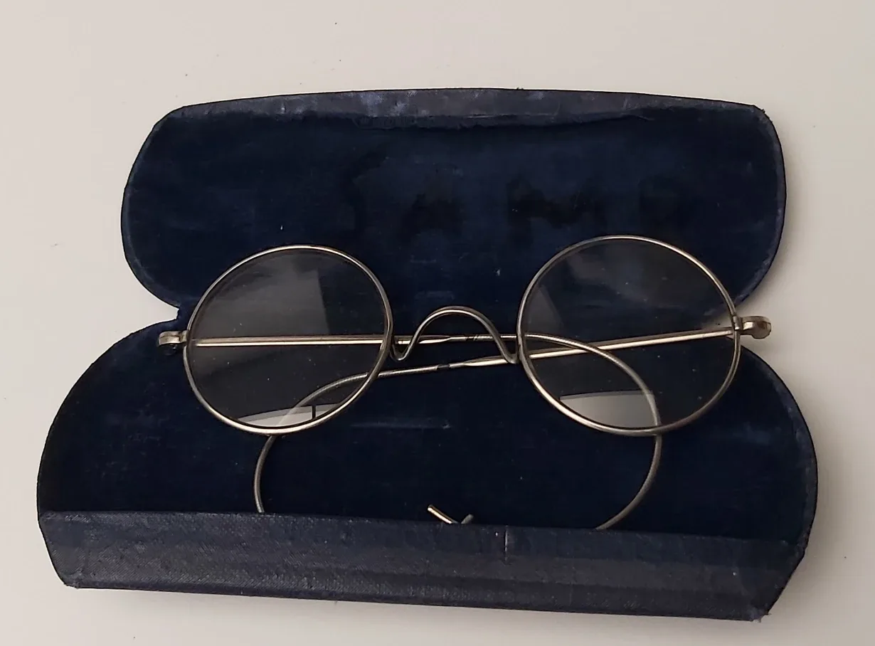 Vintage Round Silver Glasses with Case