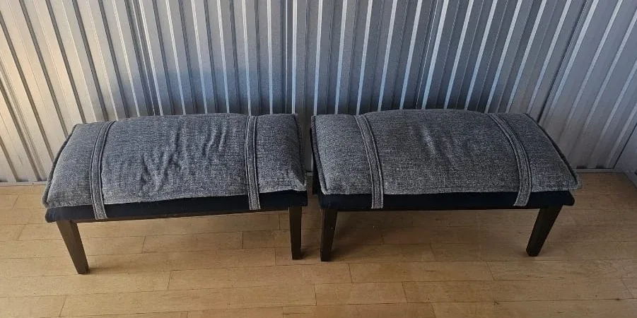 Two Grey Upholstered Benches