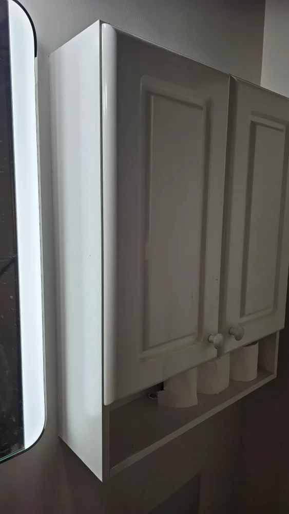 White Bathroom Cabinet with Doors image indicator(2)