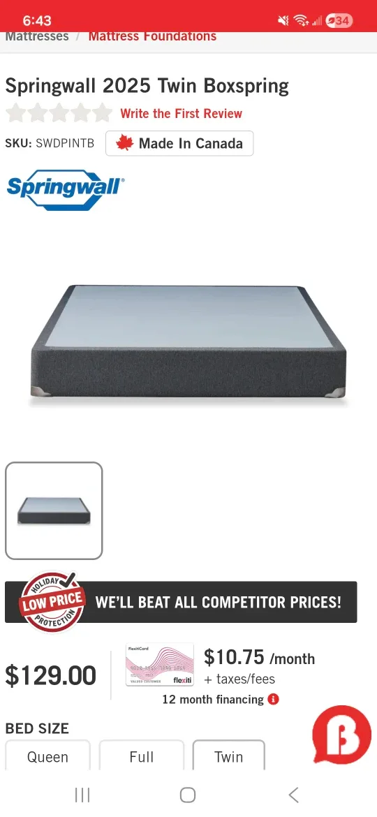 Springwall 2025 Twin Boxspring