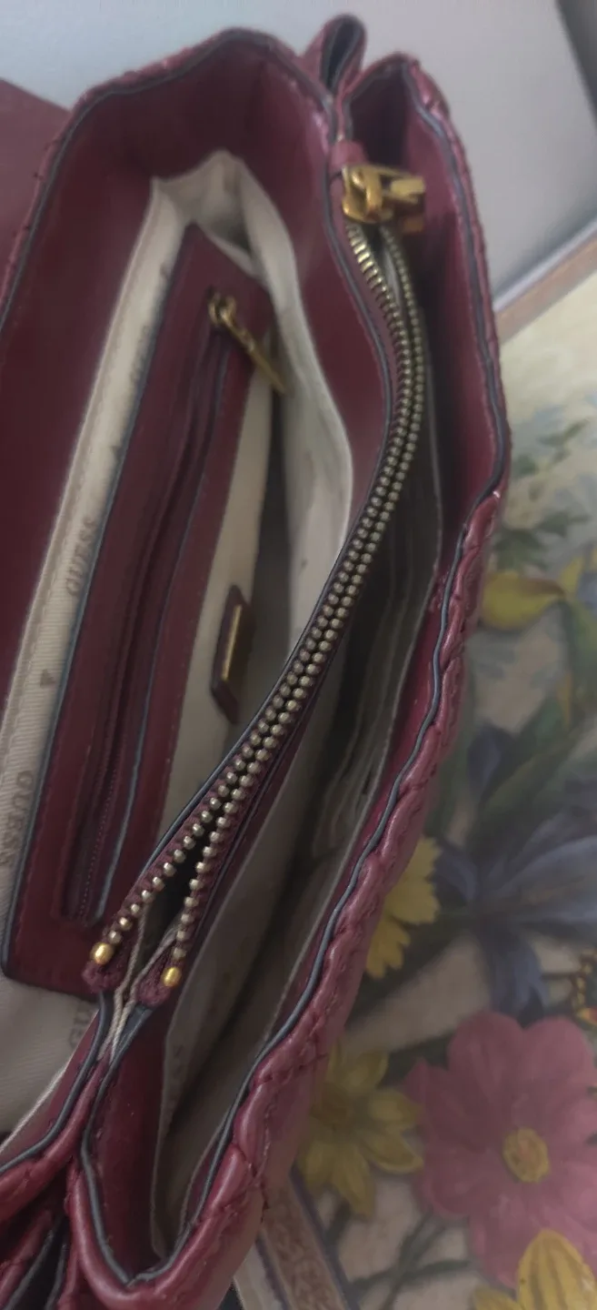 Guess Quilted Burgundy Shoulder/Cross Shoulder Bag image indicator(4)