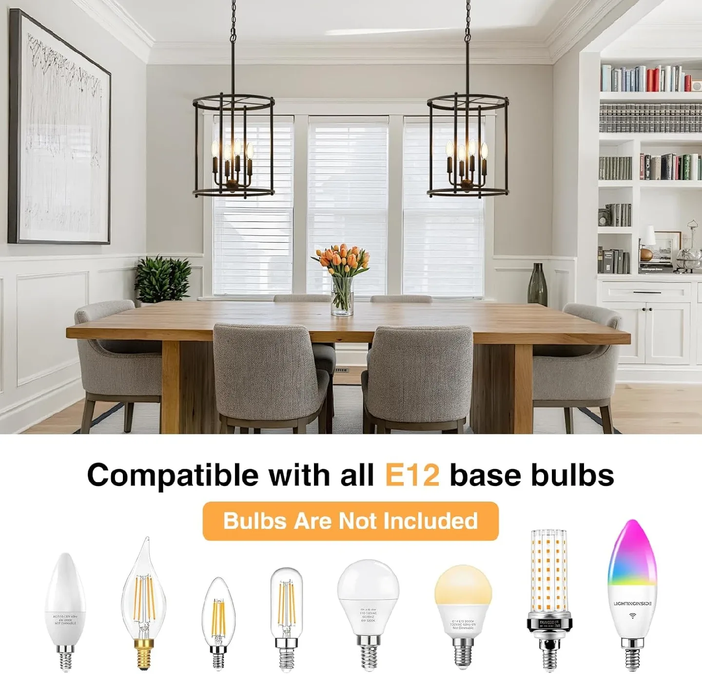 Black Chandelier with 4 Lights BNIB image indicator(8)