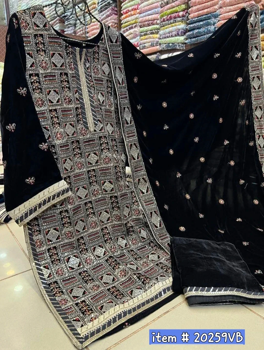 Velvet Embroidered Salwar Kameez thumbnail