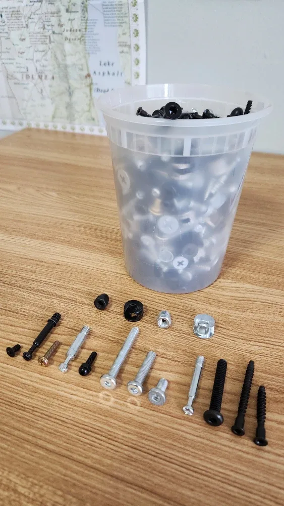 Big Container of Different Screws, Dowels, Bolts, Nuts *new