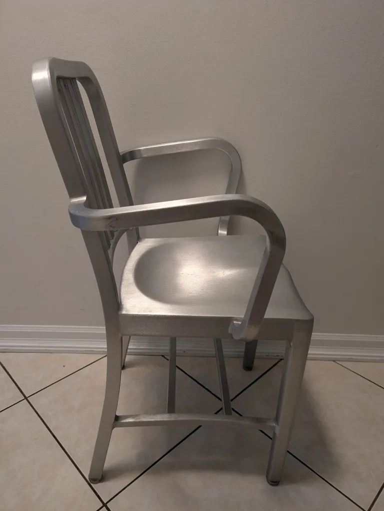 Emeco 1006 Navy Arm Chair - Brushed Aluminum image indicator(2)