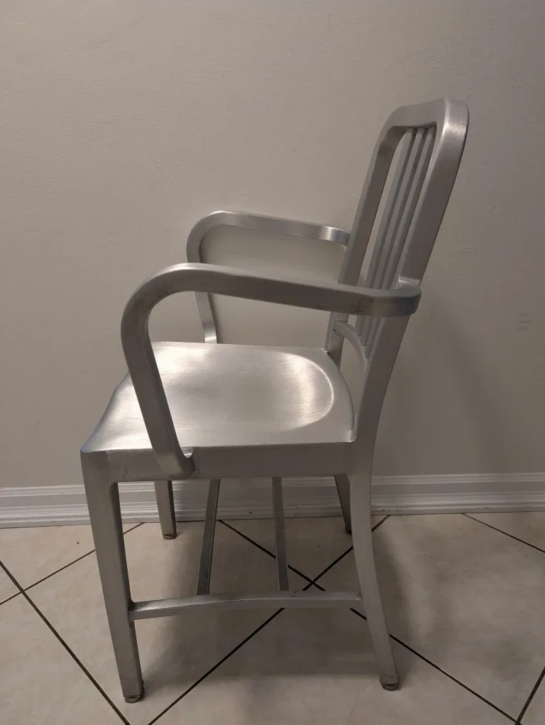 Emeco 1006 Navy Arm Chair - Brushed Aluminum image indicator(4)