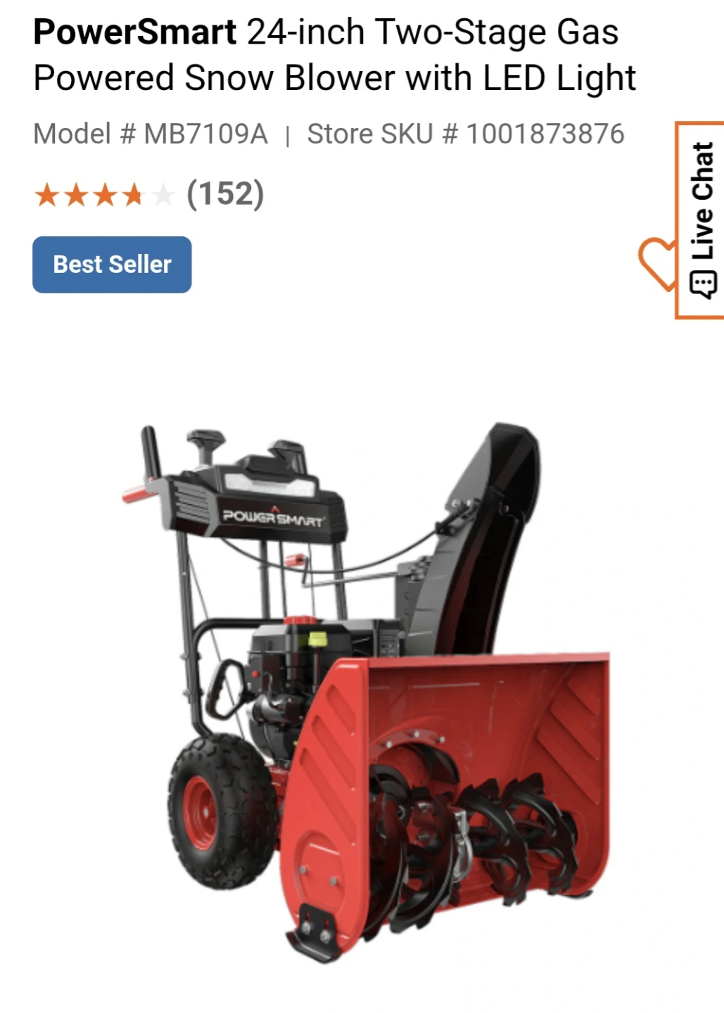 PowerSmart 24-inch Two-Stage Gas Snow Blower