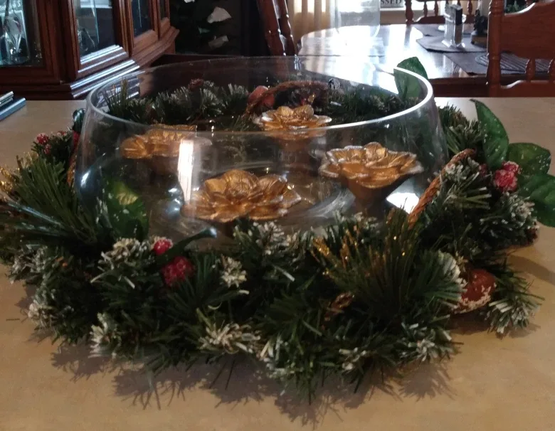 Large 3 Pcs Gold Rose Floating Candles Centerpiece